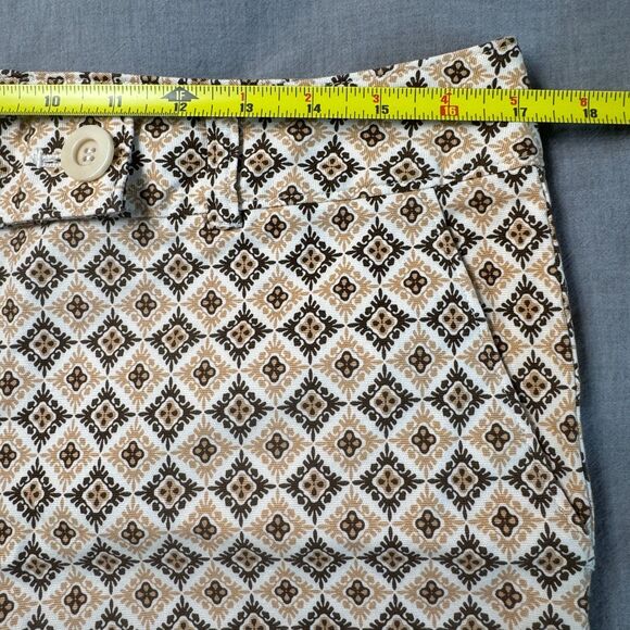 NWOT Talbots Crop Ankle Pants Womens 12 Brown Tan Cream Geometric Tile Stretch - Picture 9 of 14